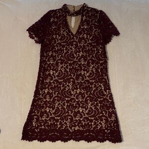 Blu Pepper Burgundy Lace Mini Dress